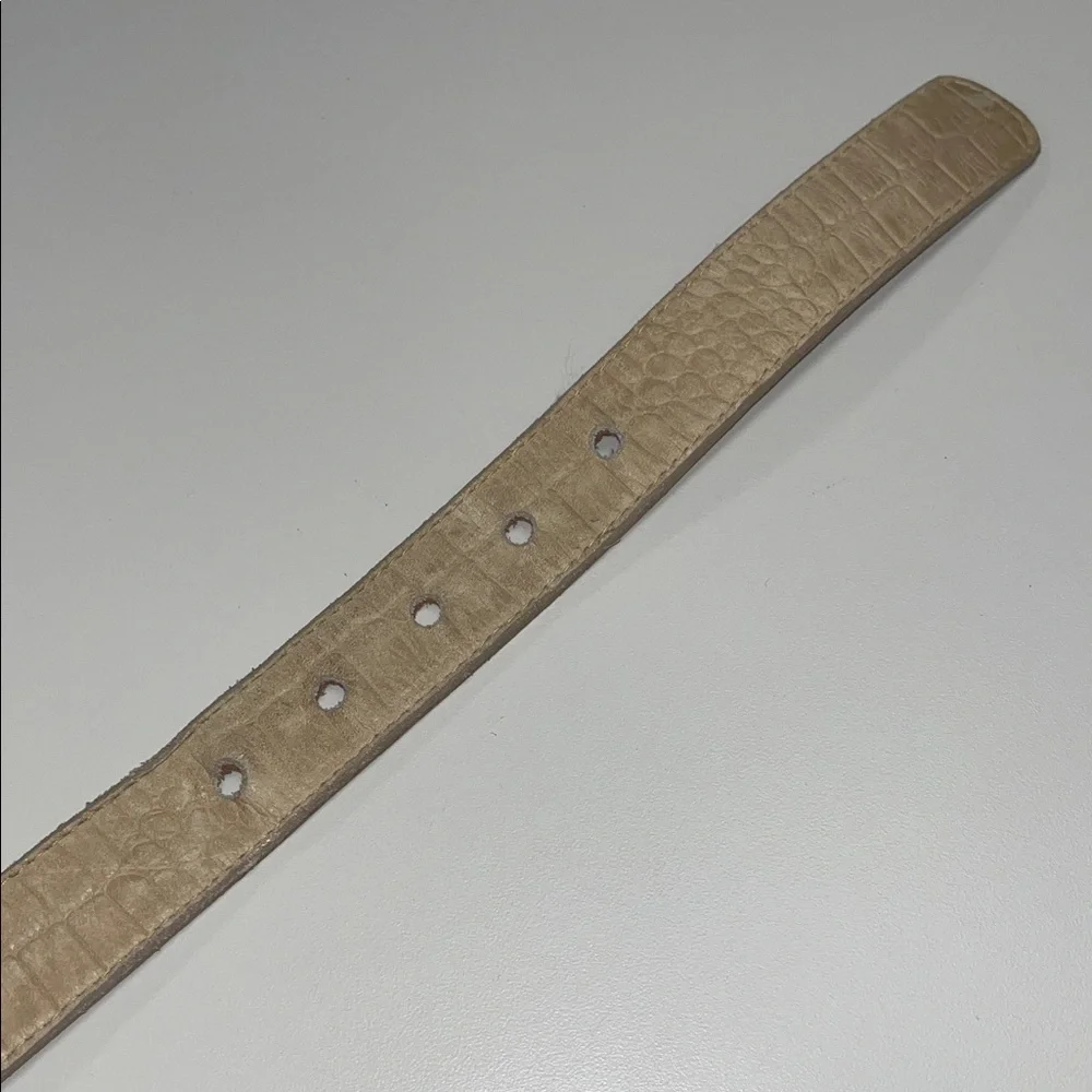 Accessories by Pearl Tan Leather Belt w/ Polished Silver Buckle size small